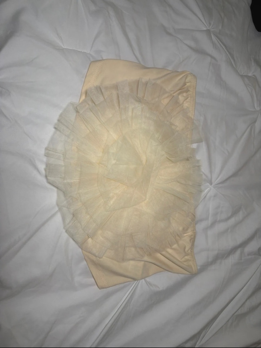 SHEIN Cream Ruffle Tulle Crop Top